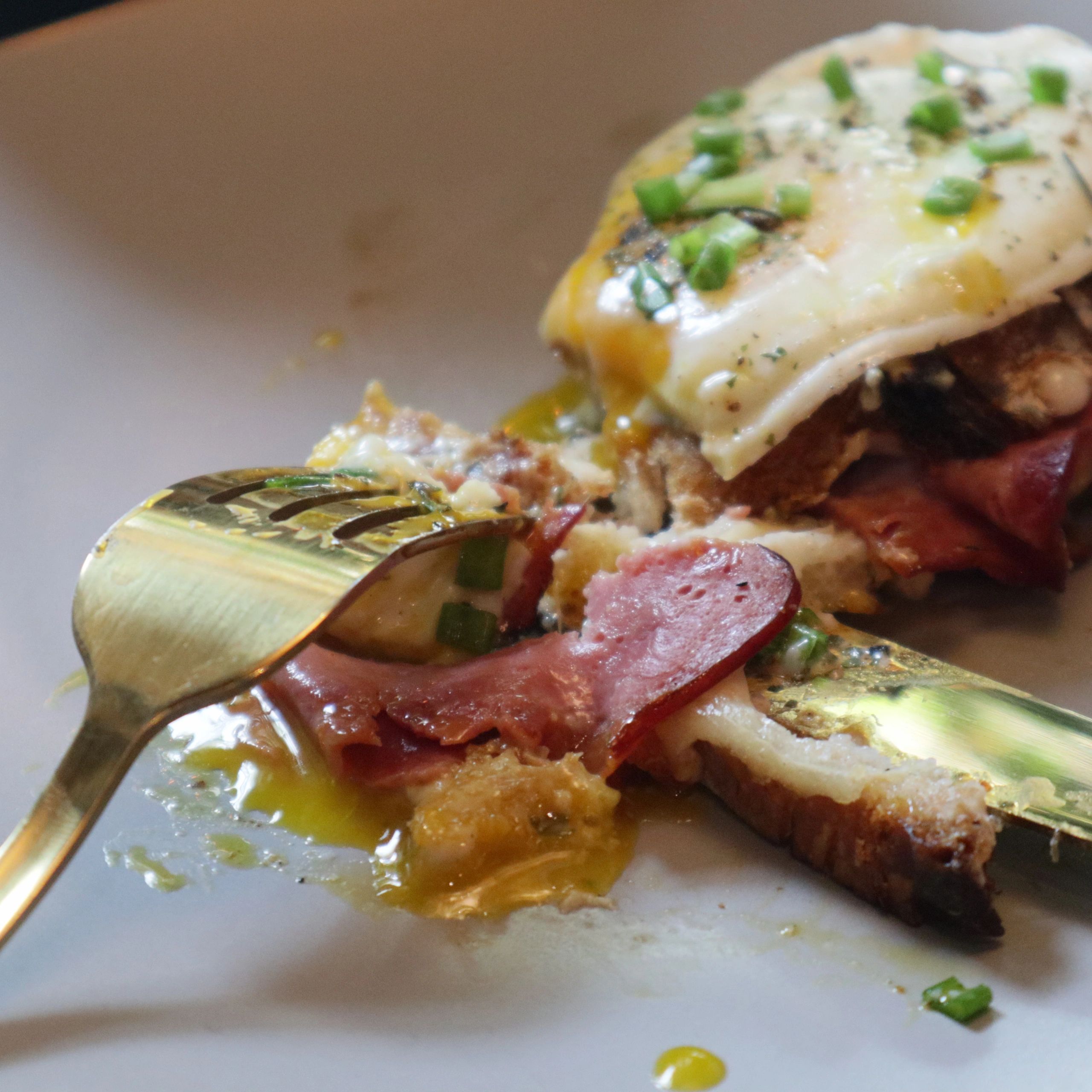 Sourdough sandwich with egg topping