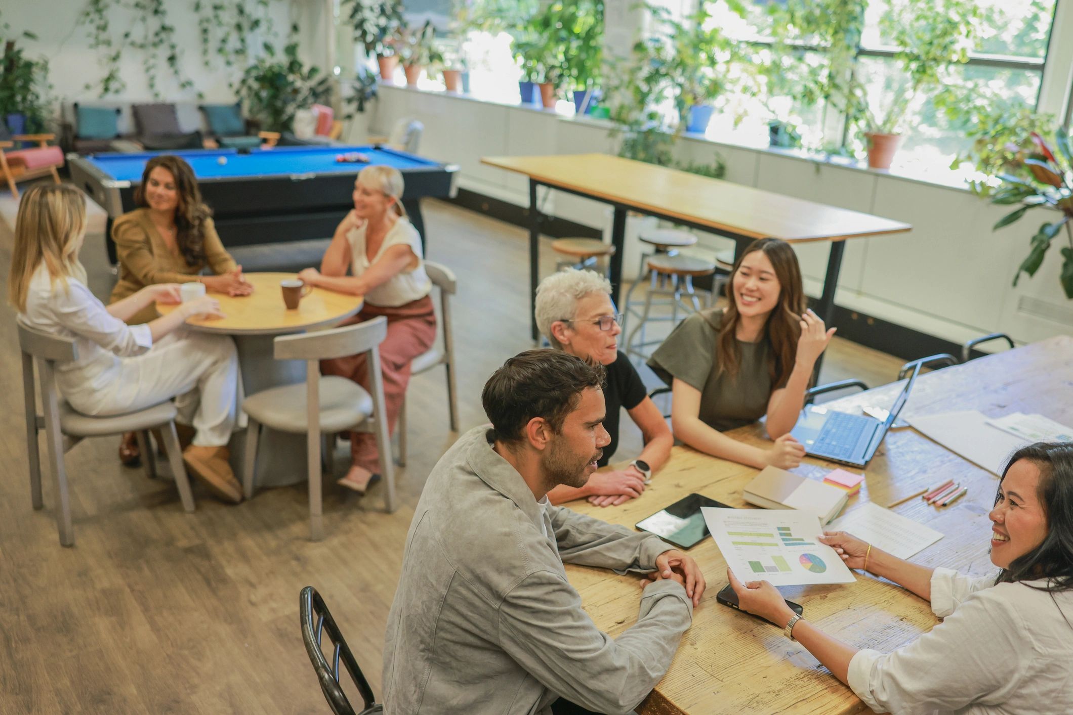 Professionals meeting in a coworking space