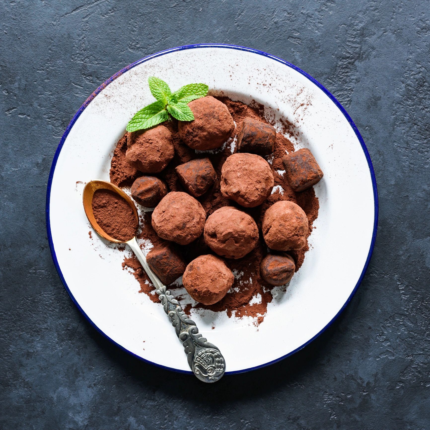 Chocolate truffles served as a cafe treat